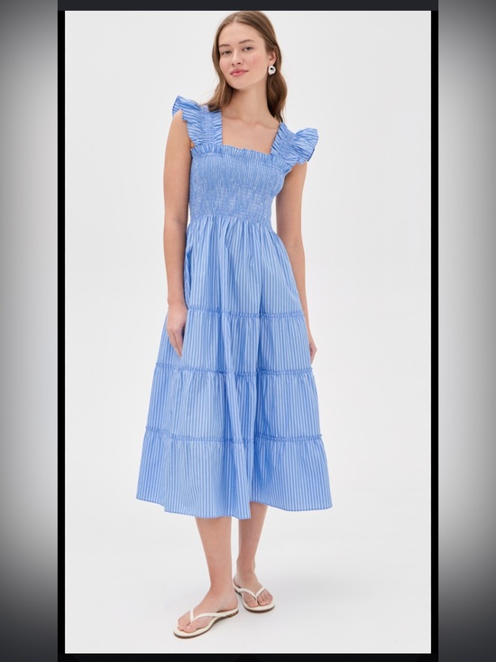 Hill House Dresses & Skirts - Hill House - The Nap Dress- Light Blue Striped Smocked Midi Dress